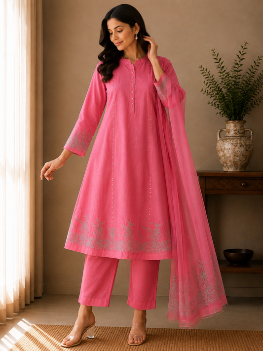 Gulabo Mulchanderi Embroidered 3-Piece Suit Set