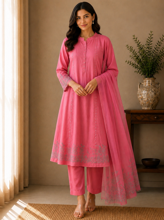 Gulabo Mulchanderi Embroidered 3-Piece Suit Set