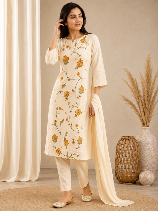 Gulnaar Grace Cotton 3-Piece Suit Set