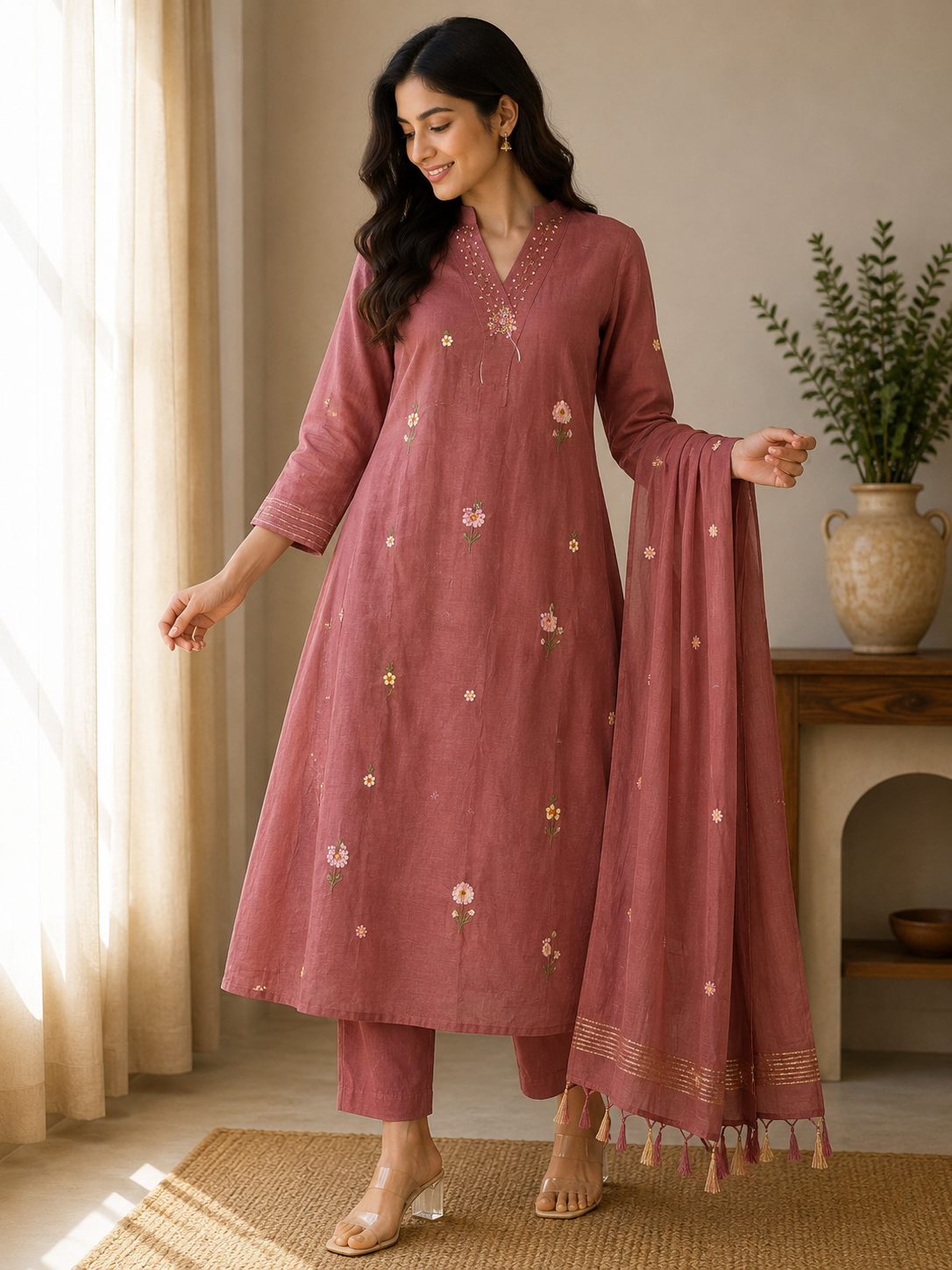 Zohra Mulchanderi Embroidered 3-Piece Suit Set