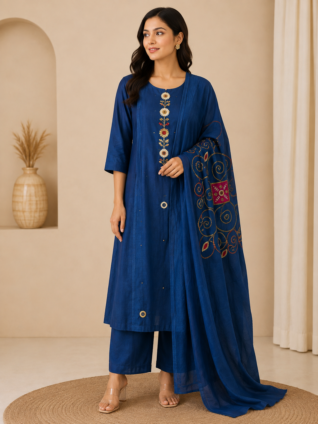 Neelam Mulchanderi Embroidered 3-Piece Suit Set