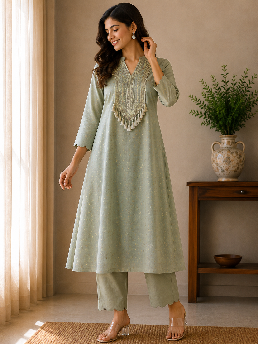 Nooré Mulchanderi Embroidered 3-Piece Suit Set