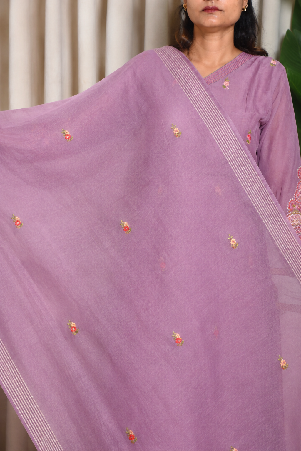 Amethyst Bloom Embroidered 3-Piece Suit Set