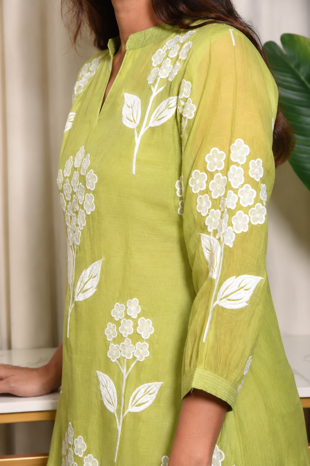 Green Mulchanderi Printed 3-Piece Suit Set