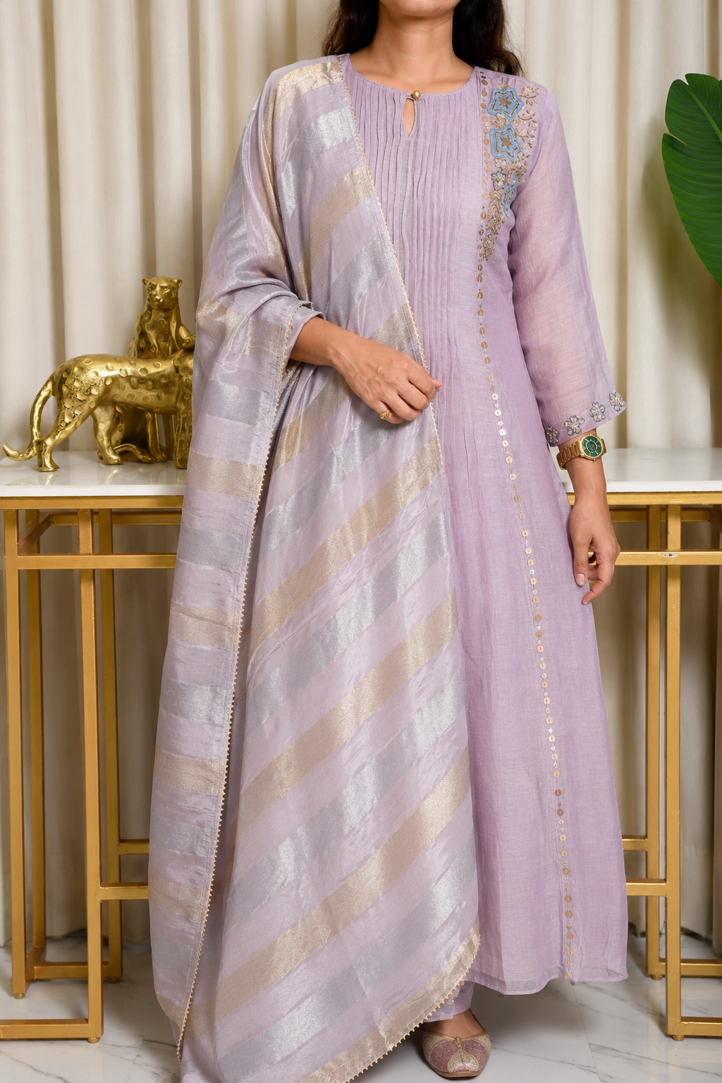 Gulzar Mulchanderi Embroidered 3-Piece Suit Set