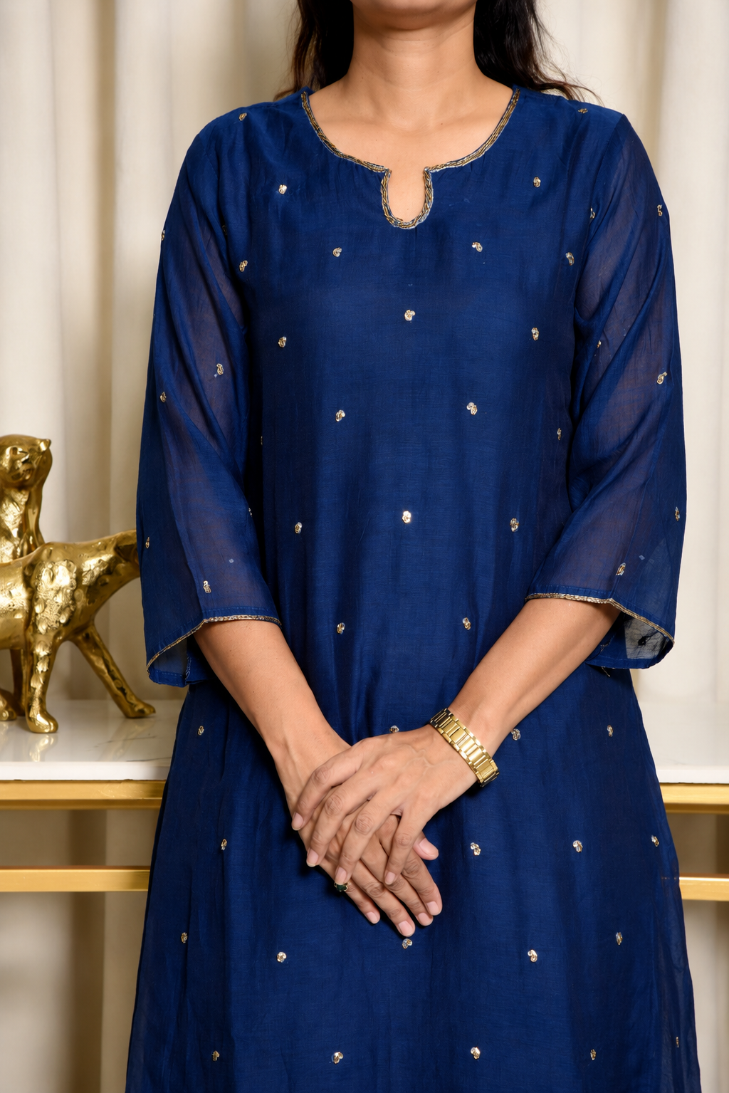 Neel Noor – Midnight Blue Embroidered Suit Set
