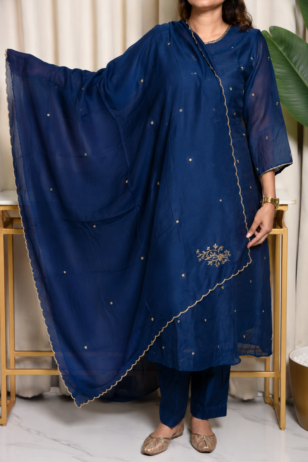 Neel Noor – Midnight Blue Embroidered Suit Set
