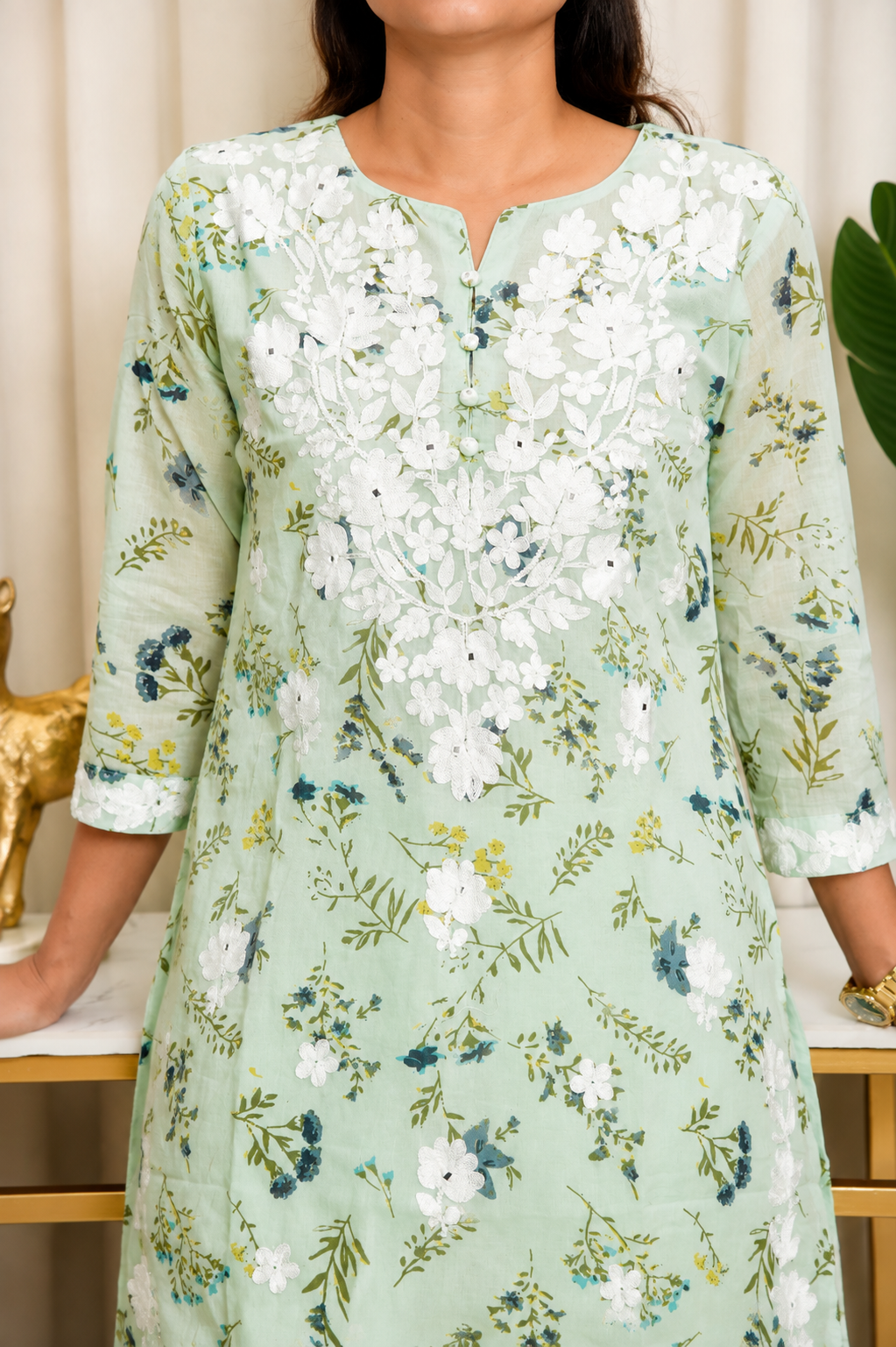 Meher Green Cotton Suit Set