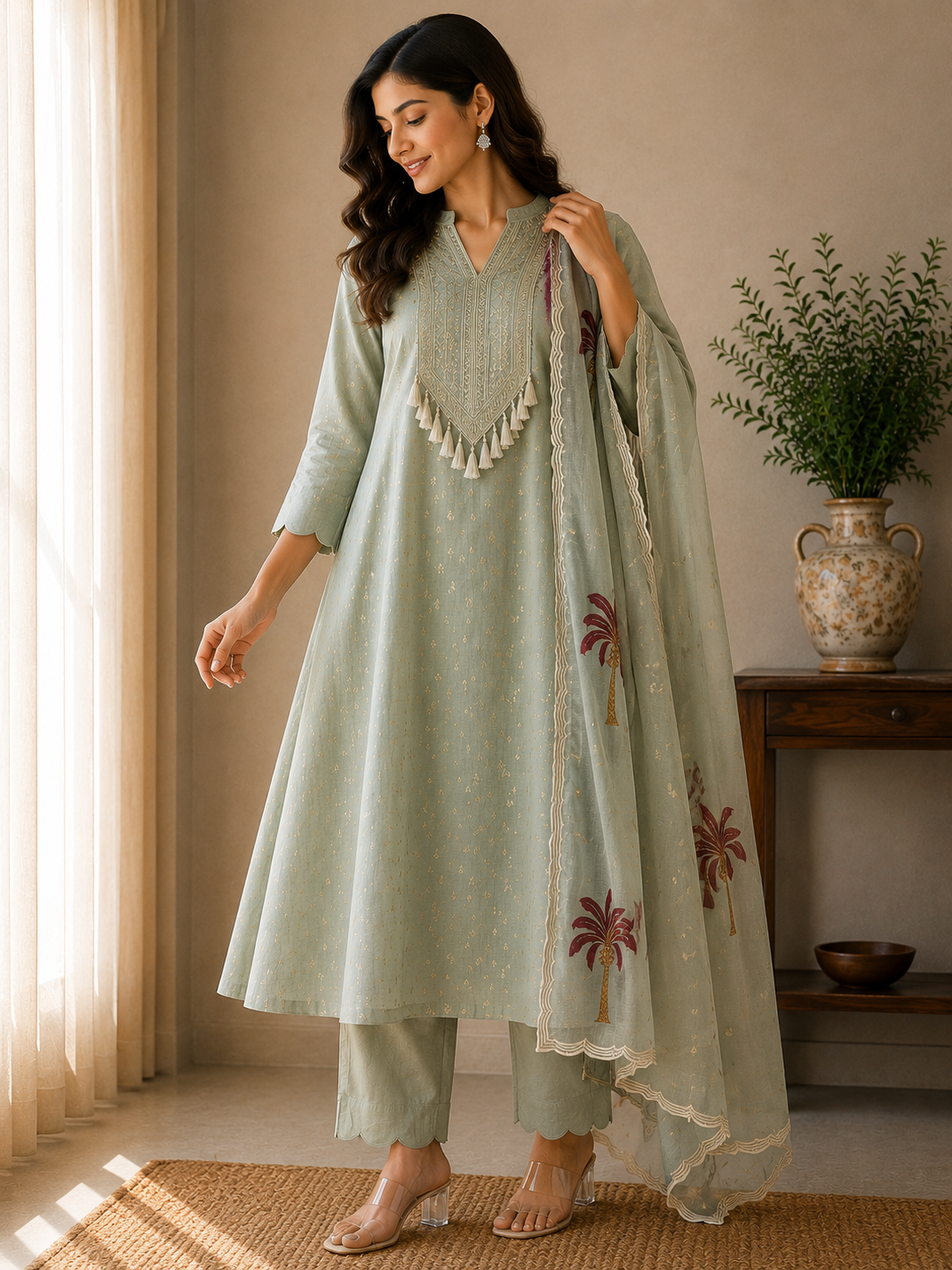 Nooré Mulchanderi Embroidered 3-Piece Suit Set