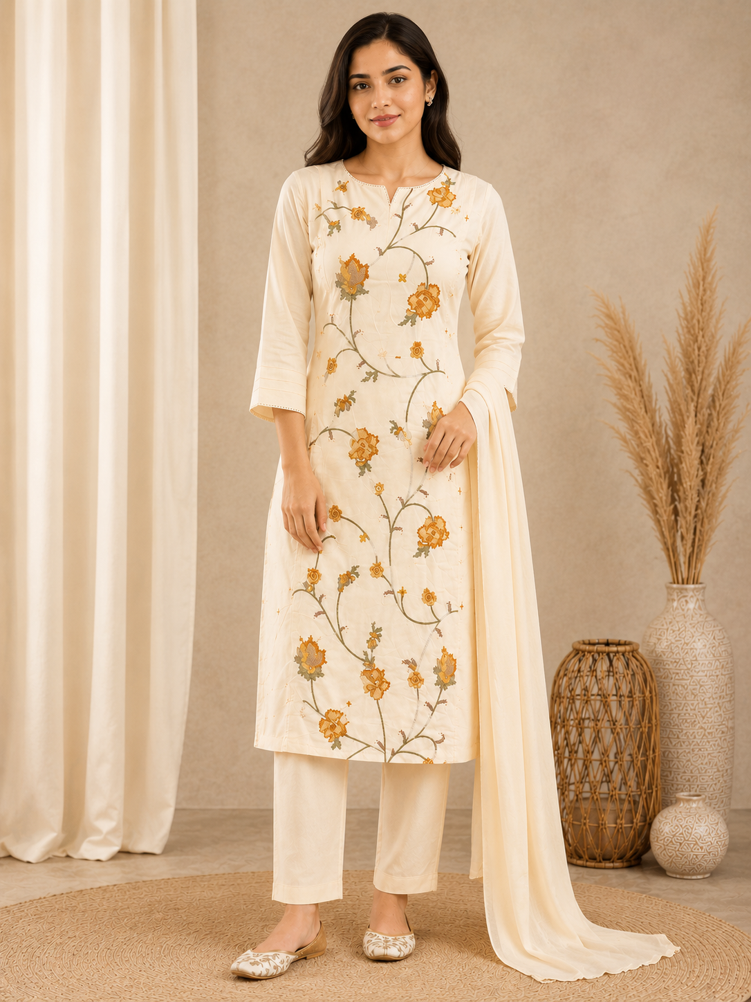 Gulnaar Grace Cotton 3-Piece Suit Set